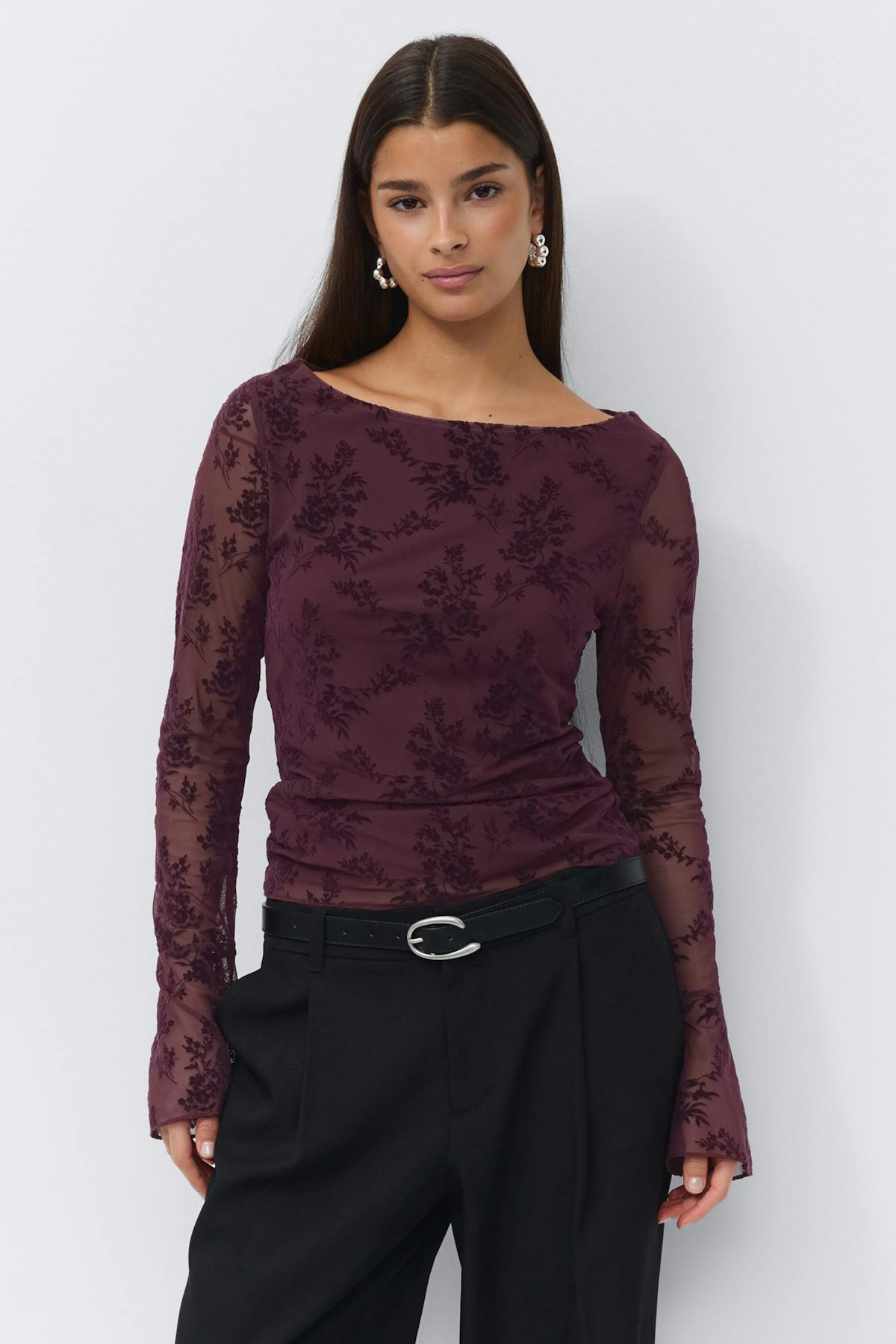 Floral flare sleeve top - Wine tasting