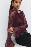 Floral flare sleeve top - Wine tasting