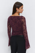 Floral flare sleeve top - Wine tasting