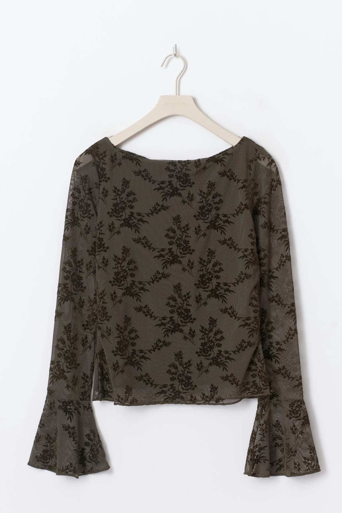 Floral flare sleeve top - Black olive