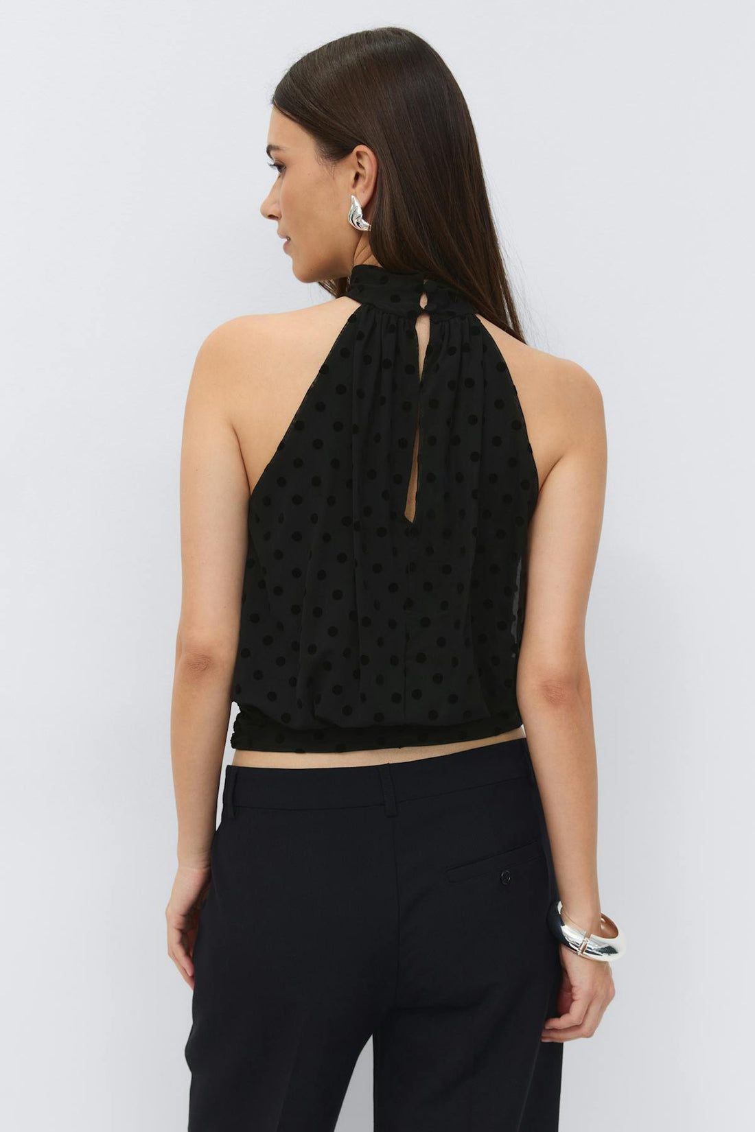 Mesh halterneck top - Noir