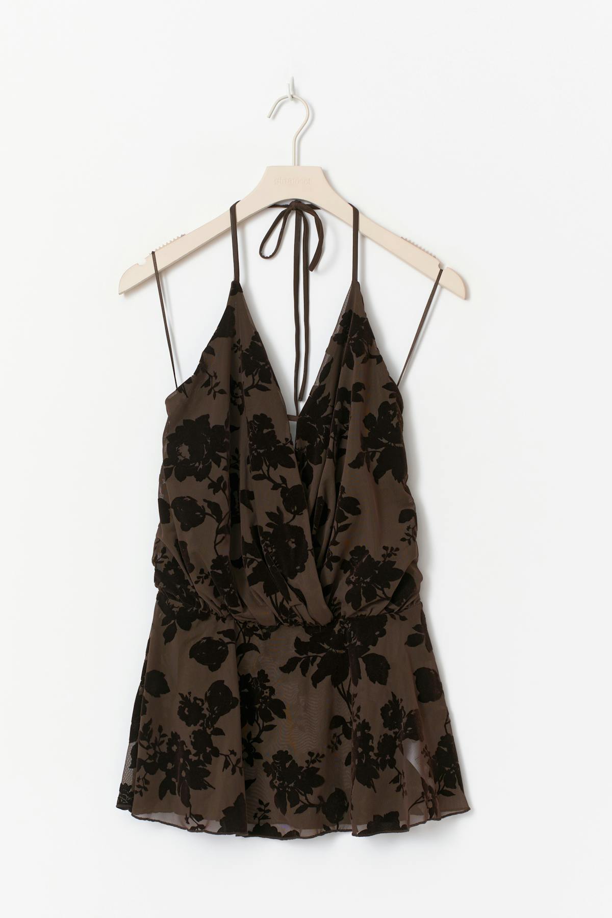 Floral halterneck top - Marron foncé