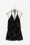 Floral halterneck top - Noir