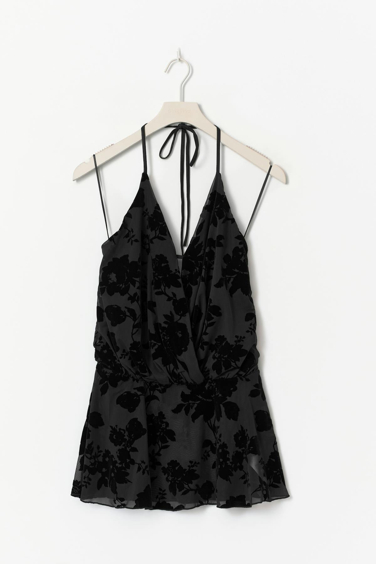 Floral halterneck top - Noir