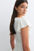 Lace detail midi dress - Blanc cassé