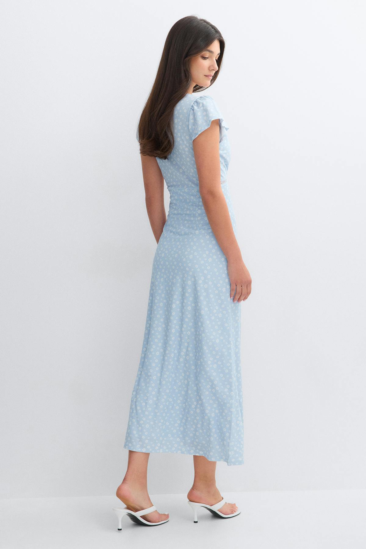 Lace detail midi dress - Blanc cassé