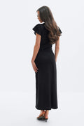 Lace detail midi dress - Noir