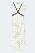 Lace detail midi dress - Black dot