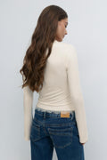 Lace detail scoop neck top - Gardenia