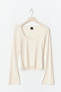 Lace detail scoop neck top - Gardenia