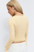 Lace detail scoop neck top - Gardenia