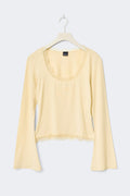 Lace detail scoop neck top - Banana crepe