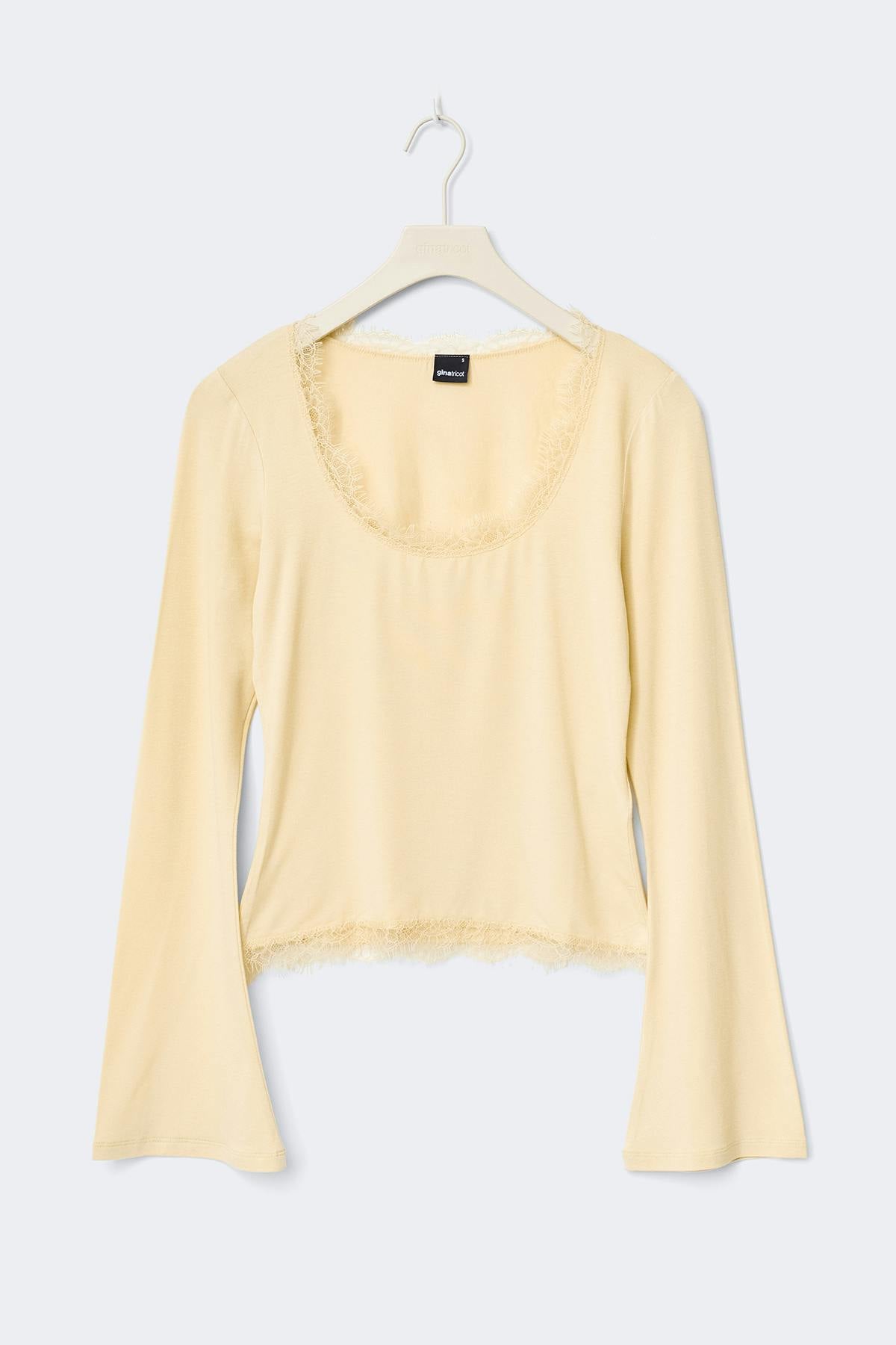 Lace detail scoop neck top - Banana crepe