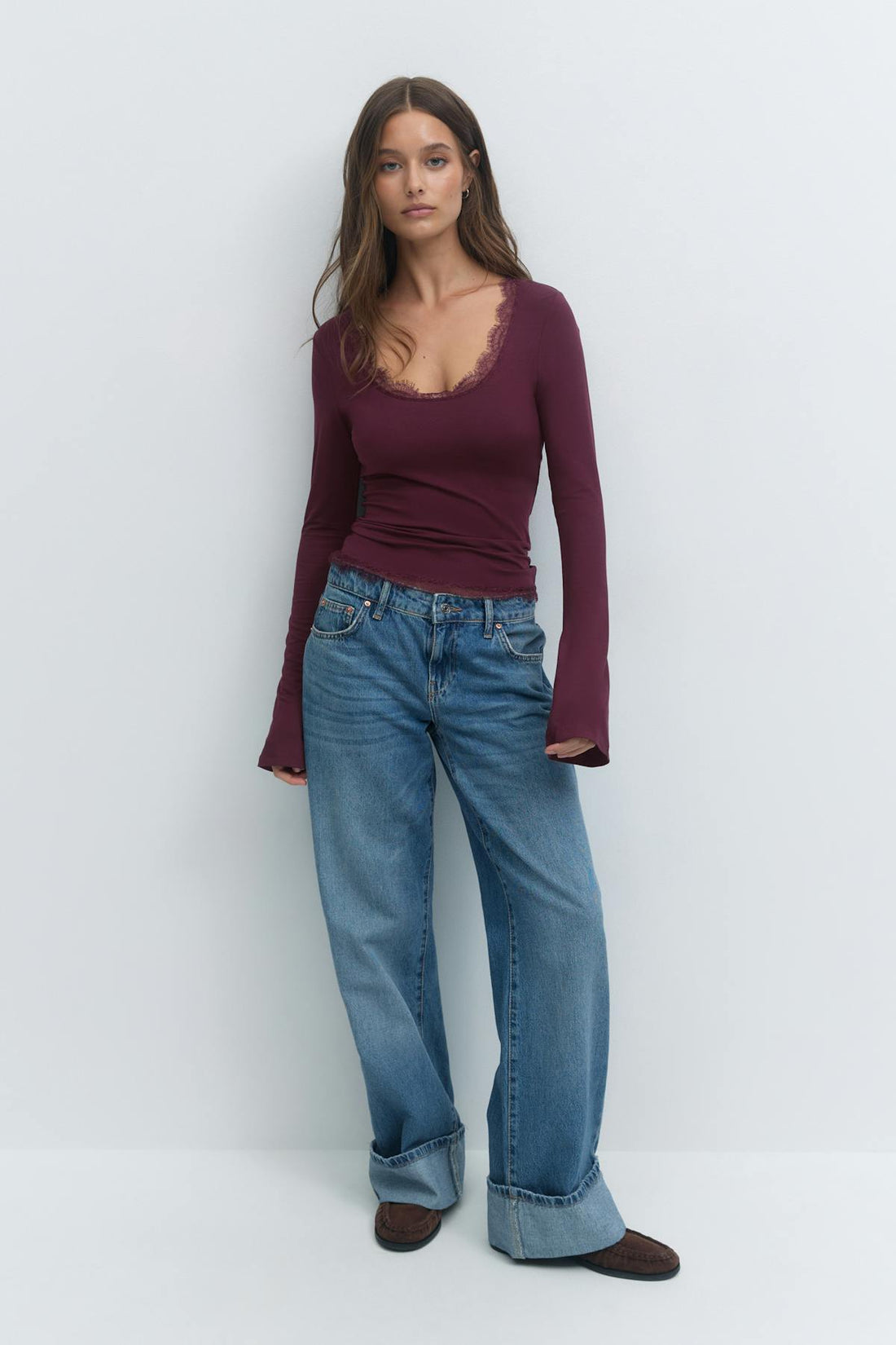 Lace detail scoop neck top - Wine tasting