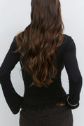 Lace detail scoop neck top - Noir