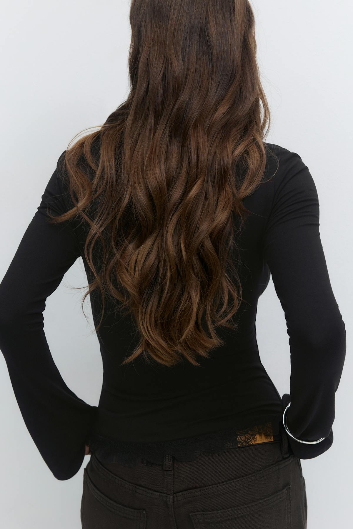 Lace detail scoop neck top - Noir