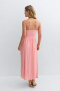 Floral corset midi dress - Powder pink
