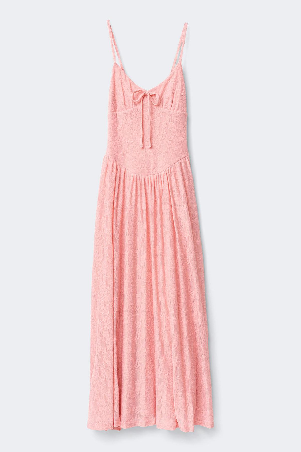 Floral corset midi dress - Powder pink