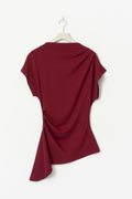 Asymmetric funnel neck top - Pomegranate