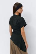 Asymmetric funnel neck top - Noir