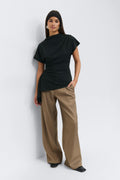 Asymmetric funnel neck top - Noir