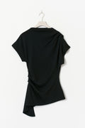 Asymmetric funnel neck top - Noir