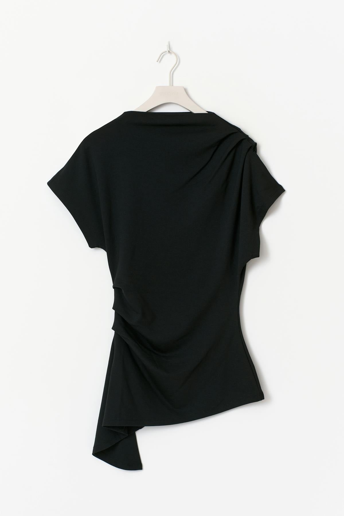 Asymmetric funnel neck top - Noir