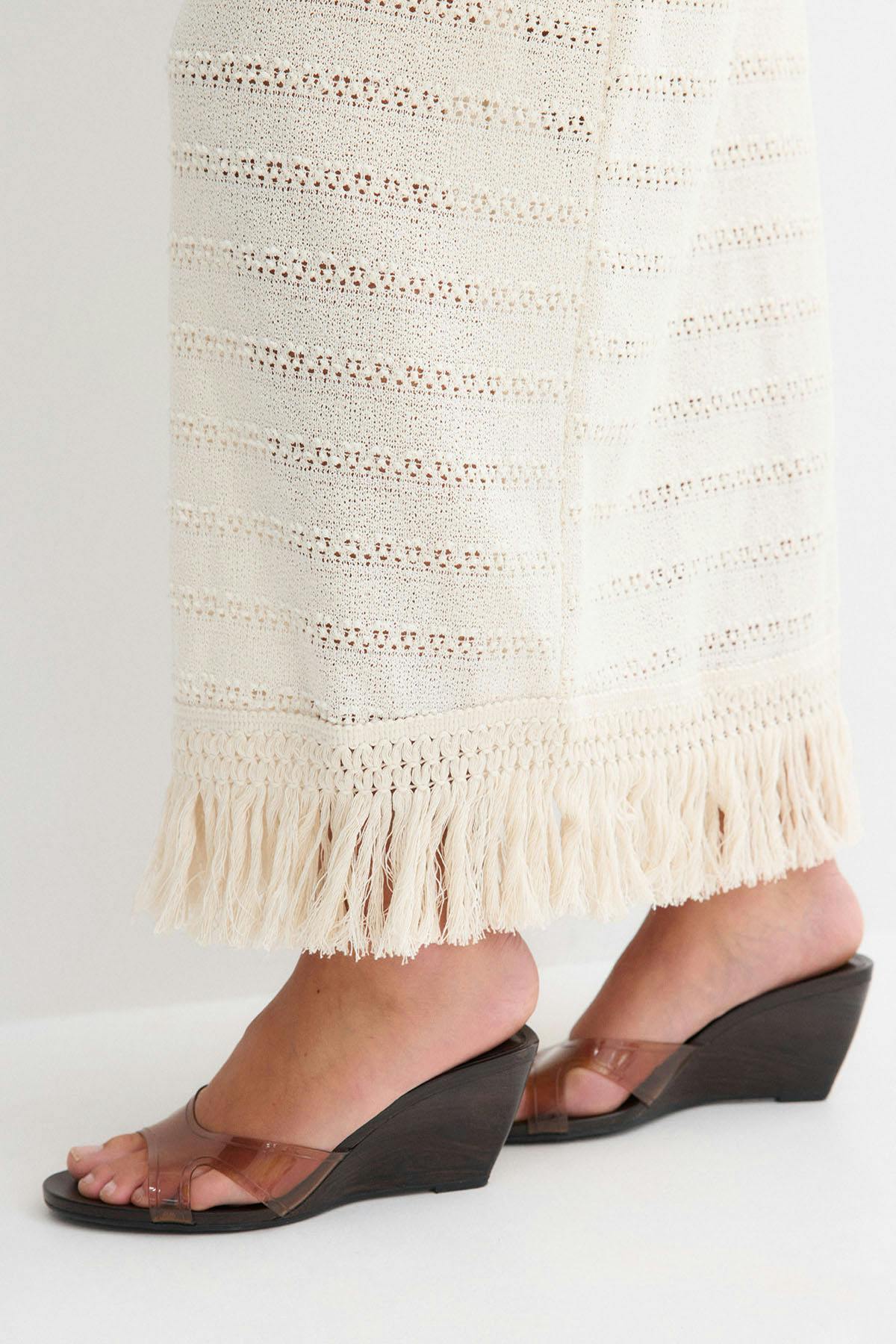 Crochet fringe skirt - Crème