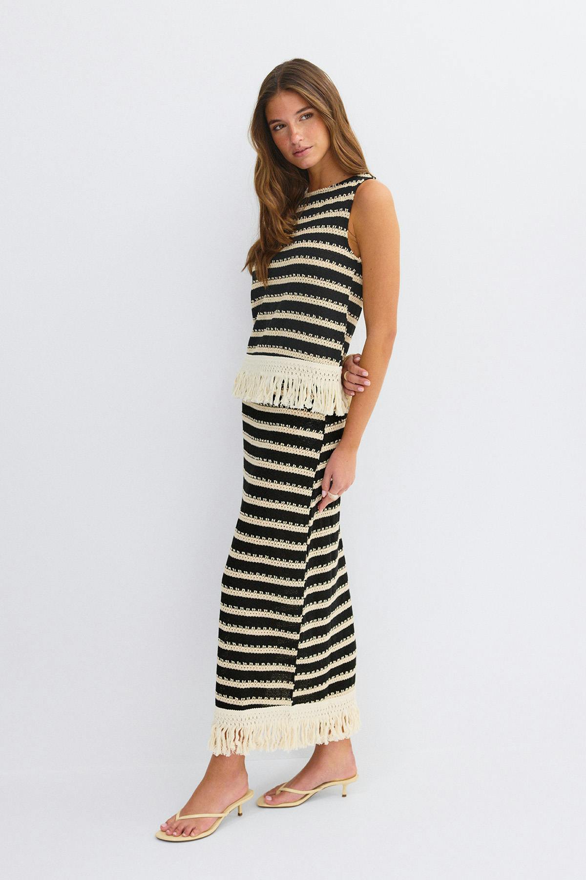 Crochet fringe skirt - Crème