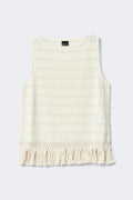 Crochet fringe top - Crème