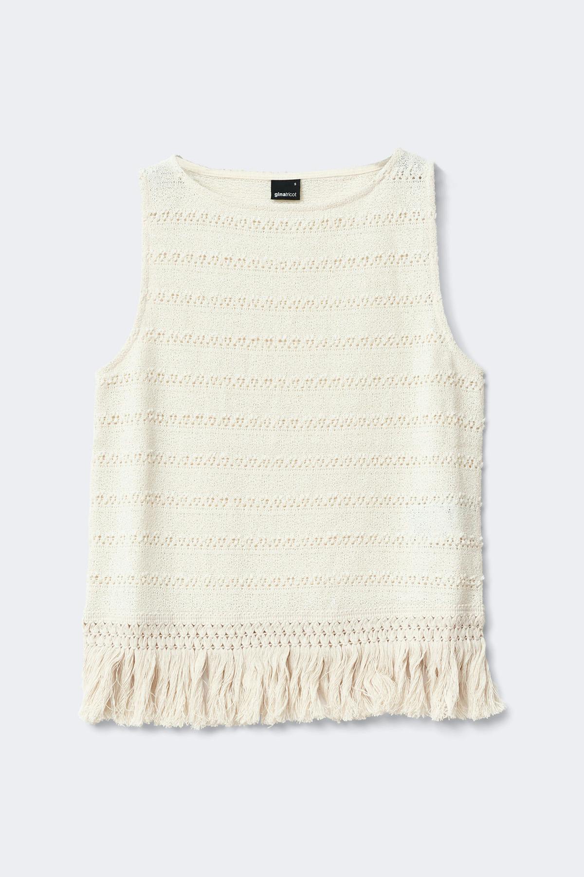 Crochet fringe top - Crème