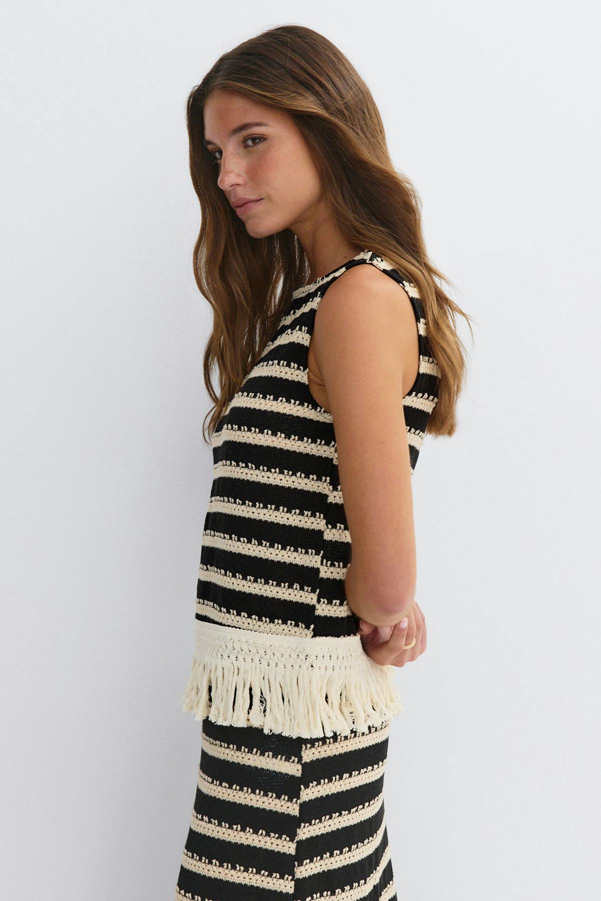 Crochet fringe top - Stripe