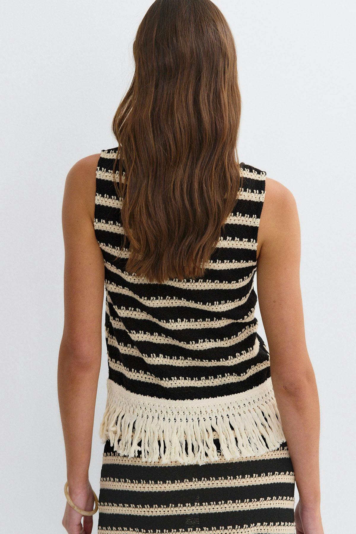 Crochet fringe top - Stripe