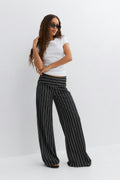 Wide leg trousers - Pink/stripe