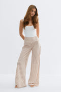 Wide leg trousers - Beige/stripe