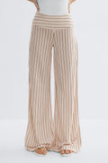 Wide leg trousers - Beige/stripe