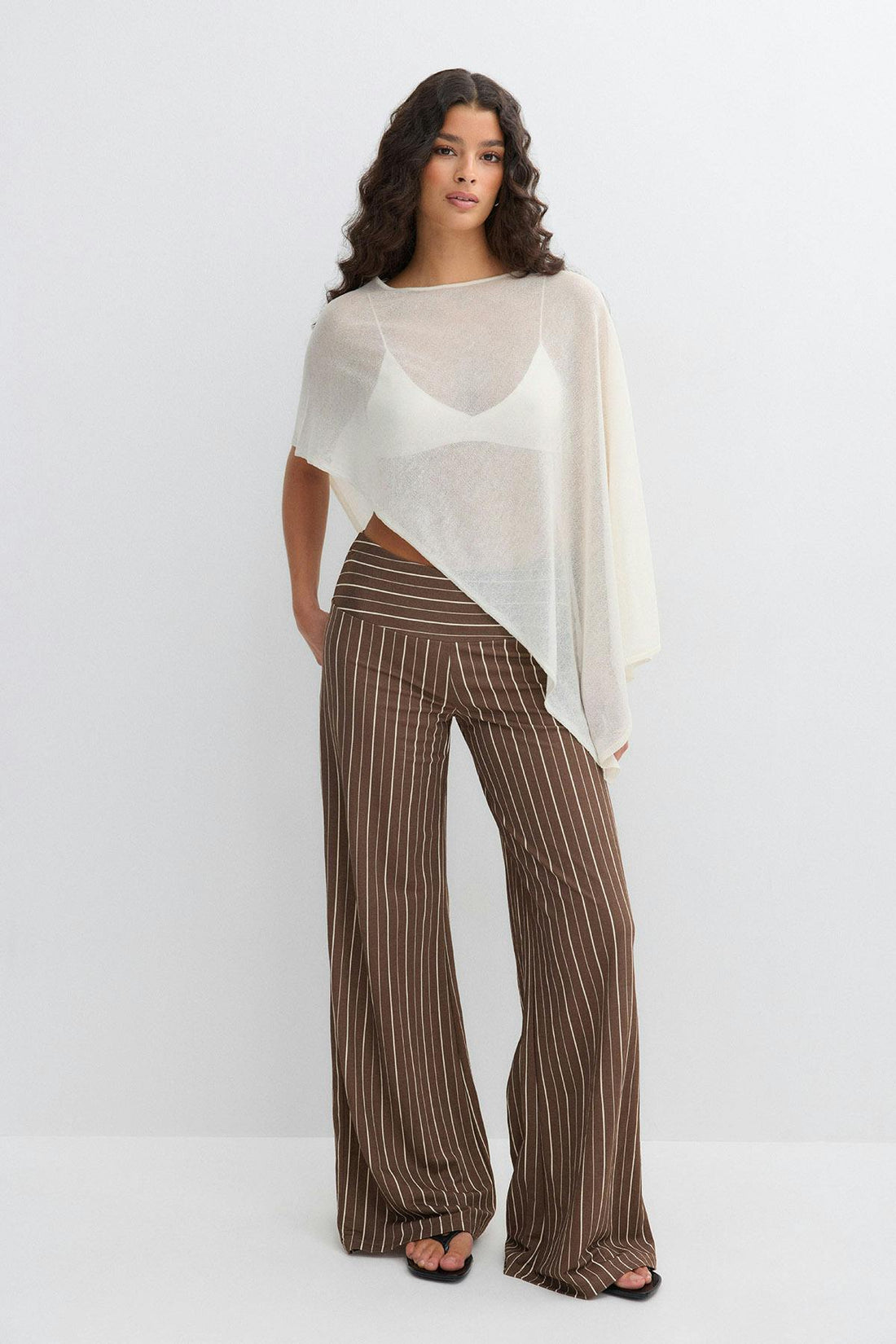 Wide leg trousers - Brown/stripe