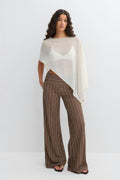Wide leg trousers - Brown/stripe