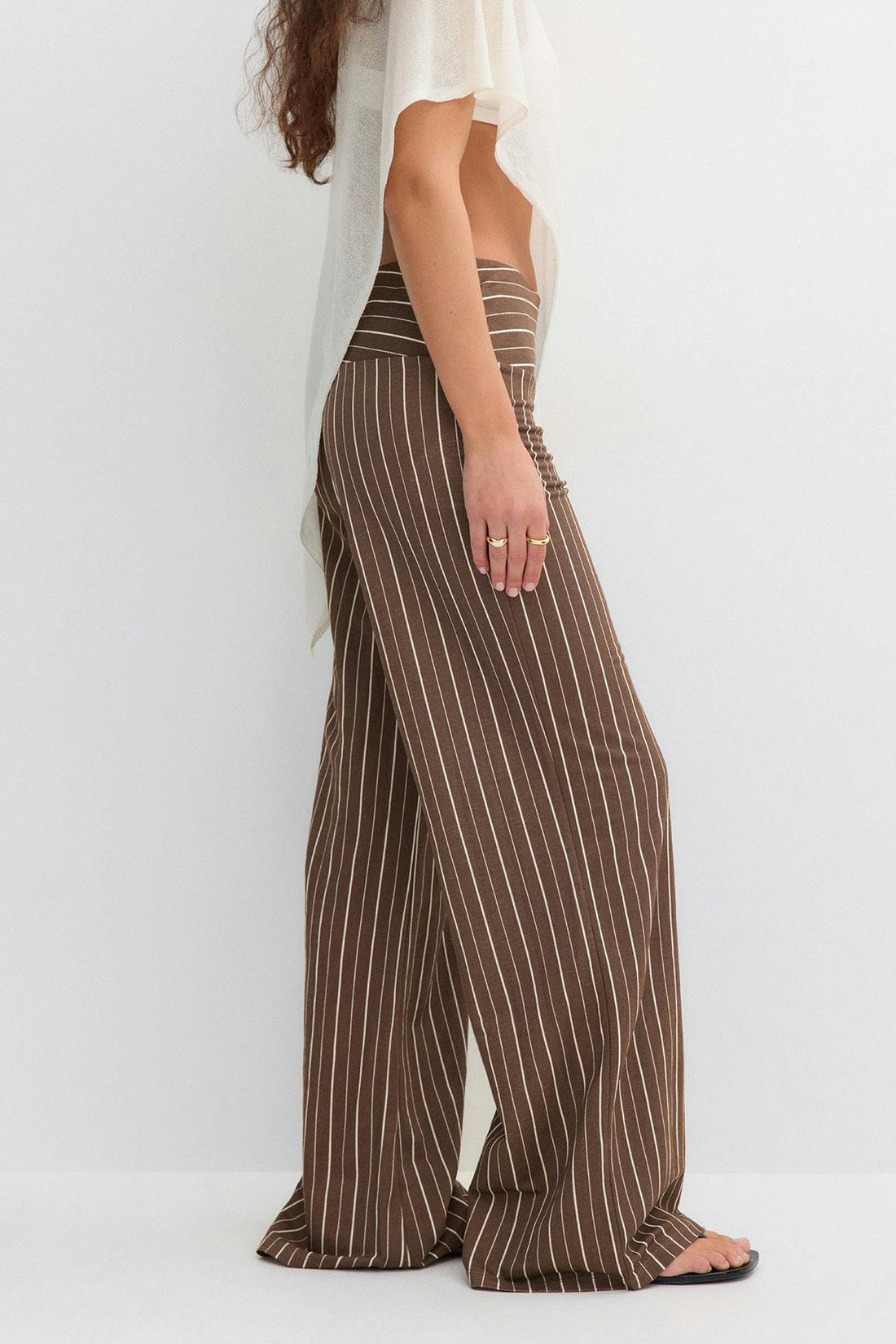 Wide leg trousers - Brown/stripe