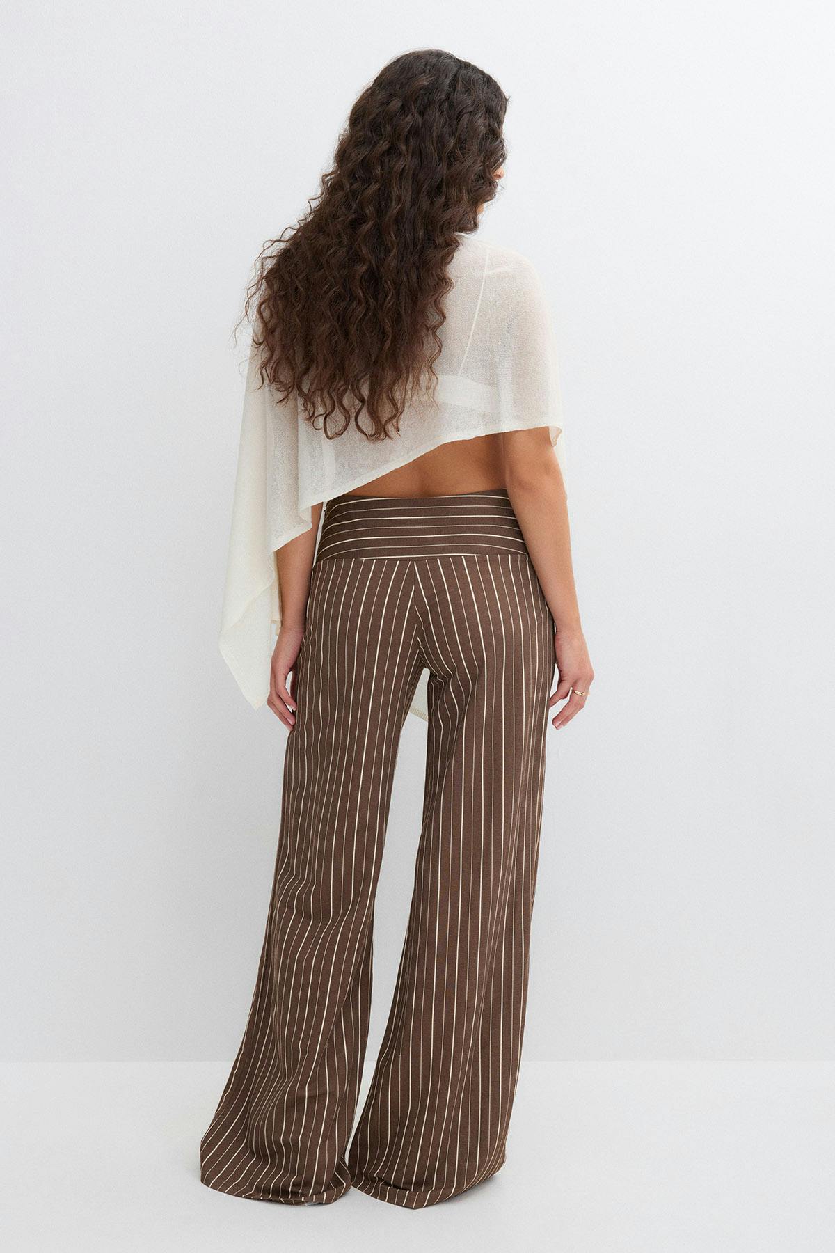 Wide leg trousers - Brown/stripe