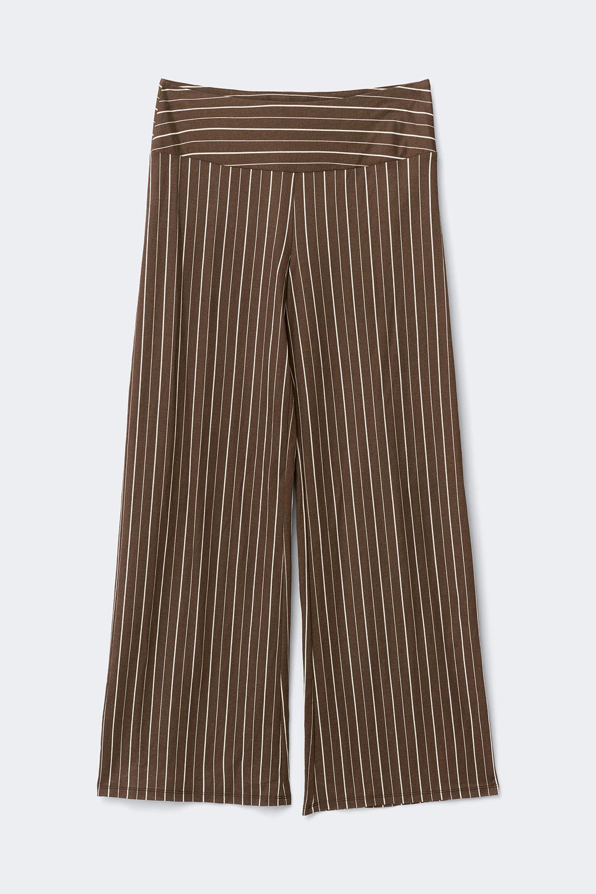 Wide leg trousers - Brown/stripe