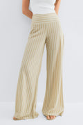 Wide leg trousers - Beige/stripe