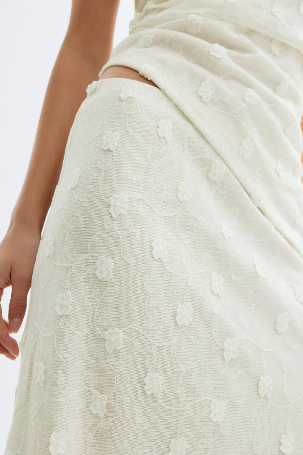 3d floral maxi skirt - Marshmallow