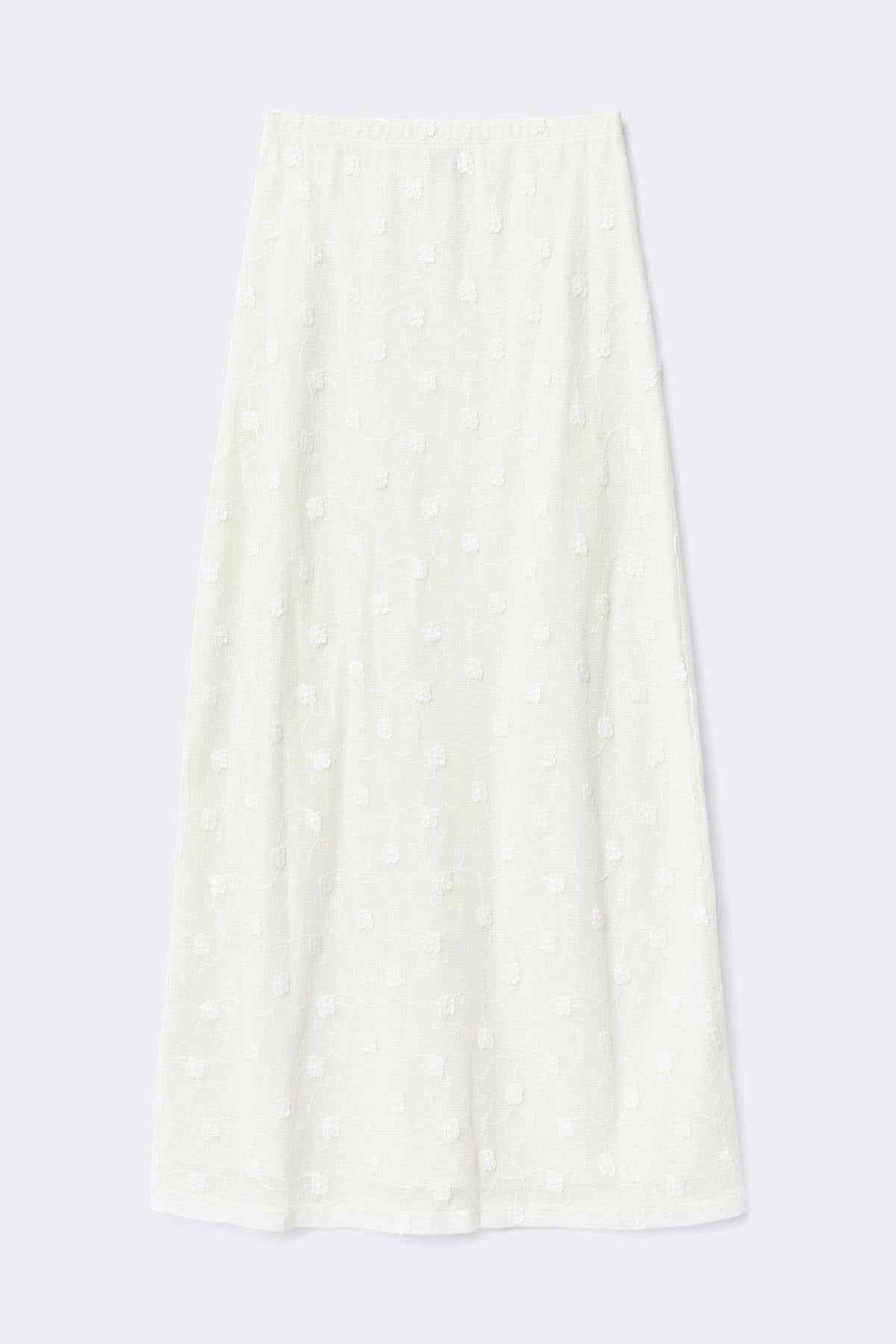 3d floral maxi skirt - Marshmallow