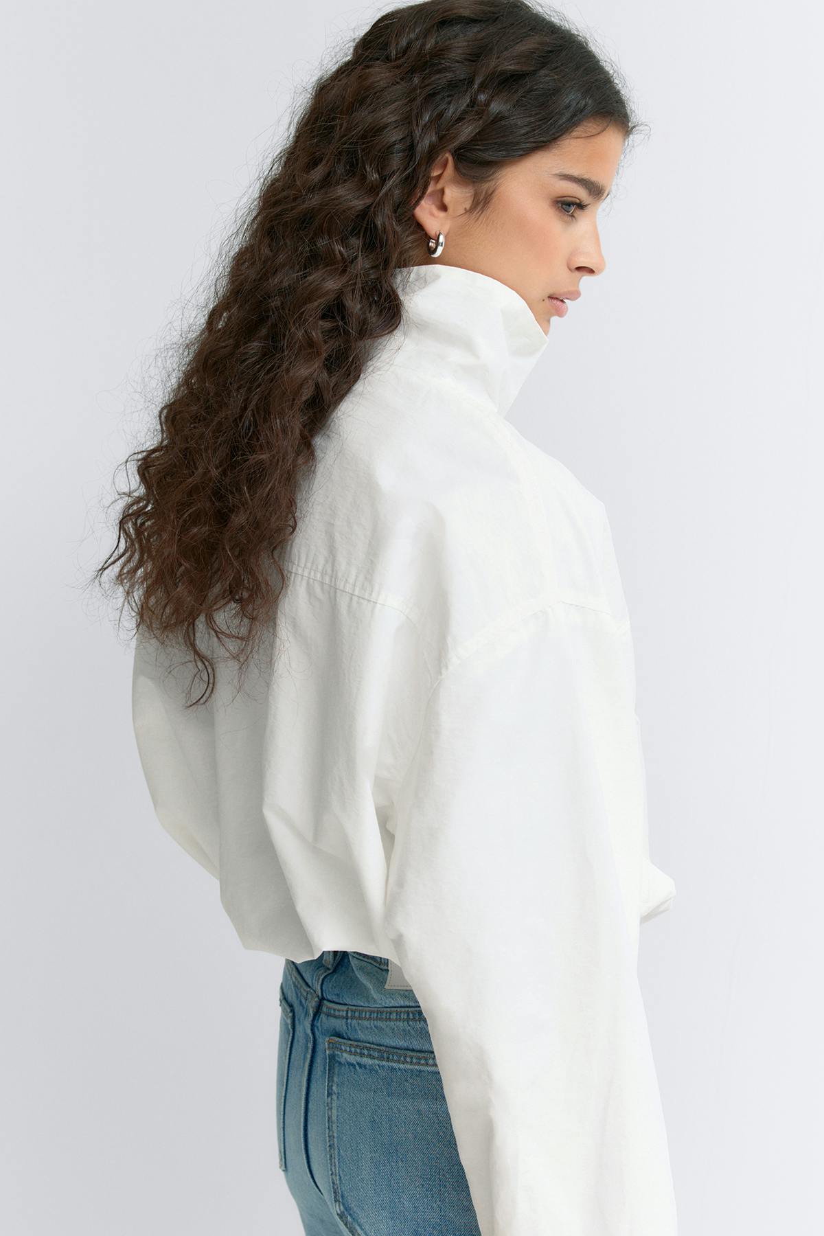 High neck sporty jacket - Blanc