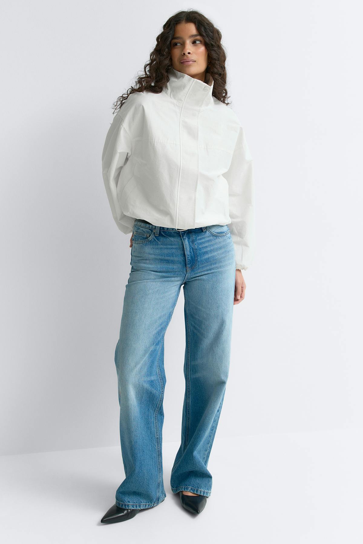 High neck sporty jacket - Blanc