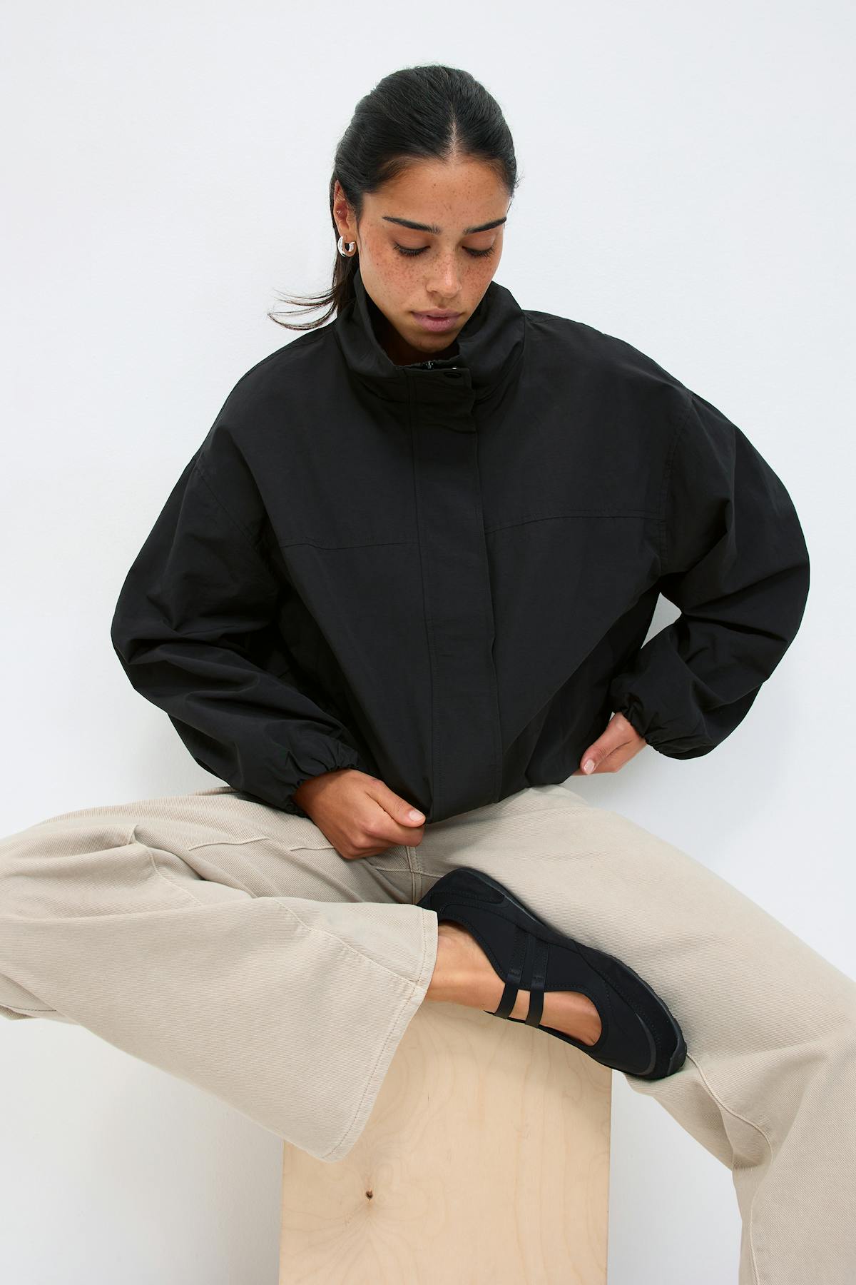 High neck sporty jacket - Noir