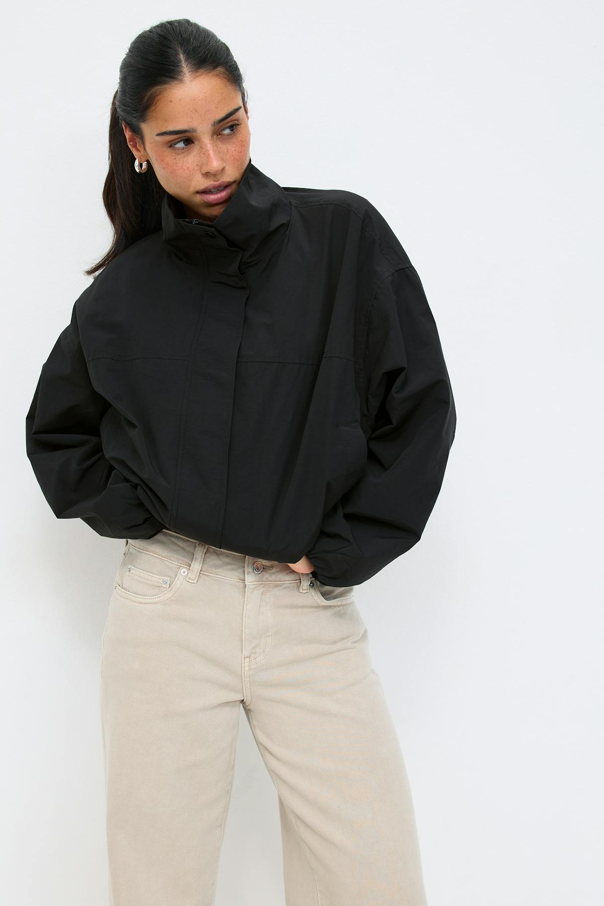 High neck sporty jacket - Noir