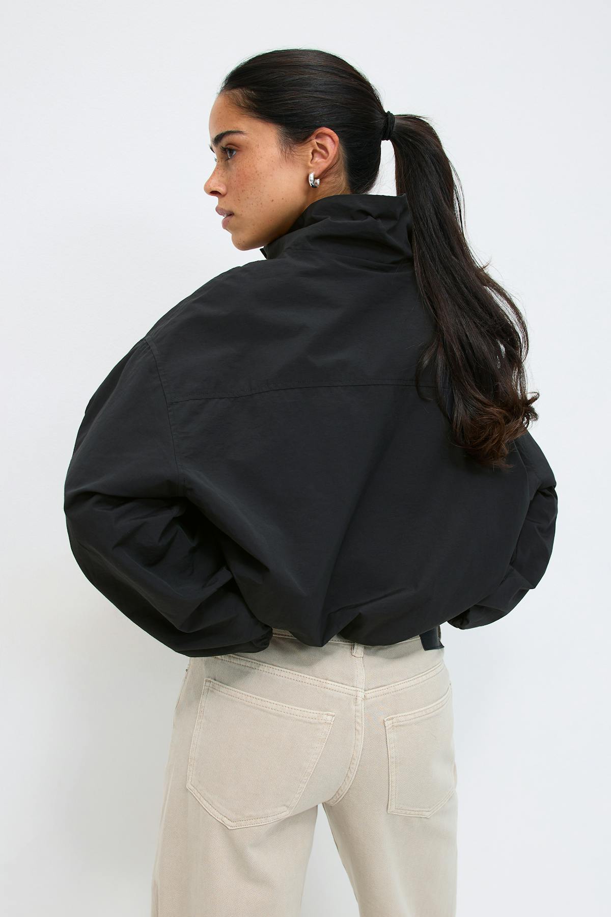 High neck sporty jacket - Noir