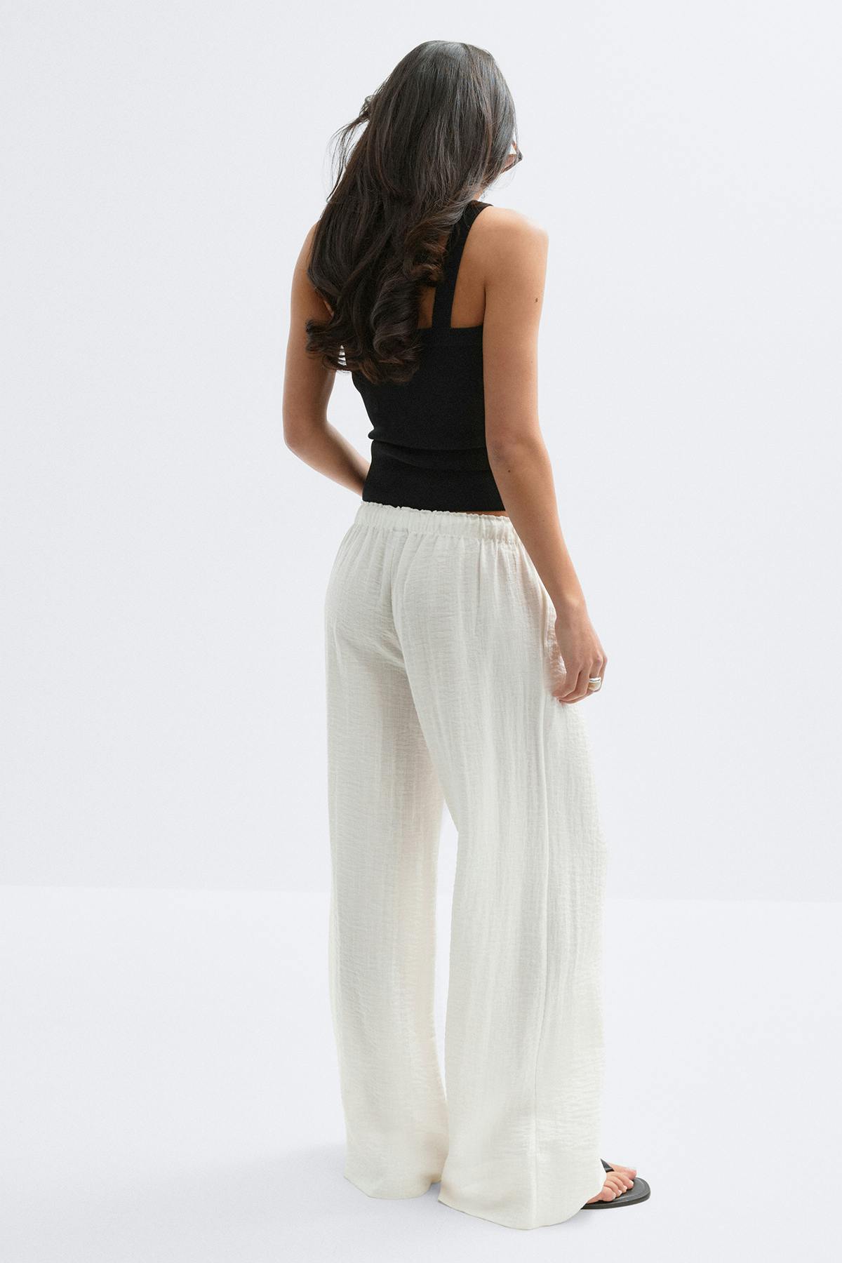 Wide drawstring trousers - Blanc